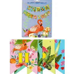 FESTONE CARTA SCRITTA HAPPY BIRTHDAY FENICOTTERO BANDIERINE 13 LETTERE CC39742