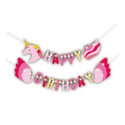FESTONE LED BUON COMPLEANNO DECORAZIONI ADDOBBI HAPPY BIRTHDAY ROSA CELESTE 3 MT