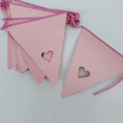 FESTONE ROSA CUORE 12 BANDIERINE IN CARTONE RIGIDO 4.8M COMPLEANNI MATRIMONIO