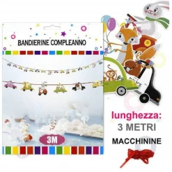 FESTONE SCRITTA BUON COMPLEANNO BANDIERINE AUTO ANIMALI 3MT MOLLETTA COMPLEANNO PARTY