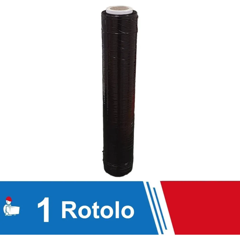 FILM ESTENSIBILE PELLICOLA NERA ROTOLO MANUALE PER IMBALLAGGI 160MX23MYX50CM