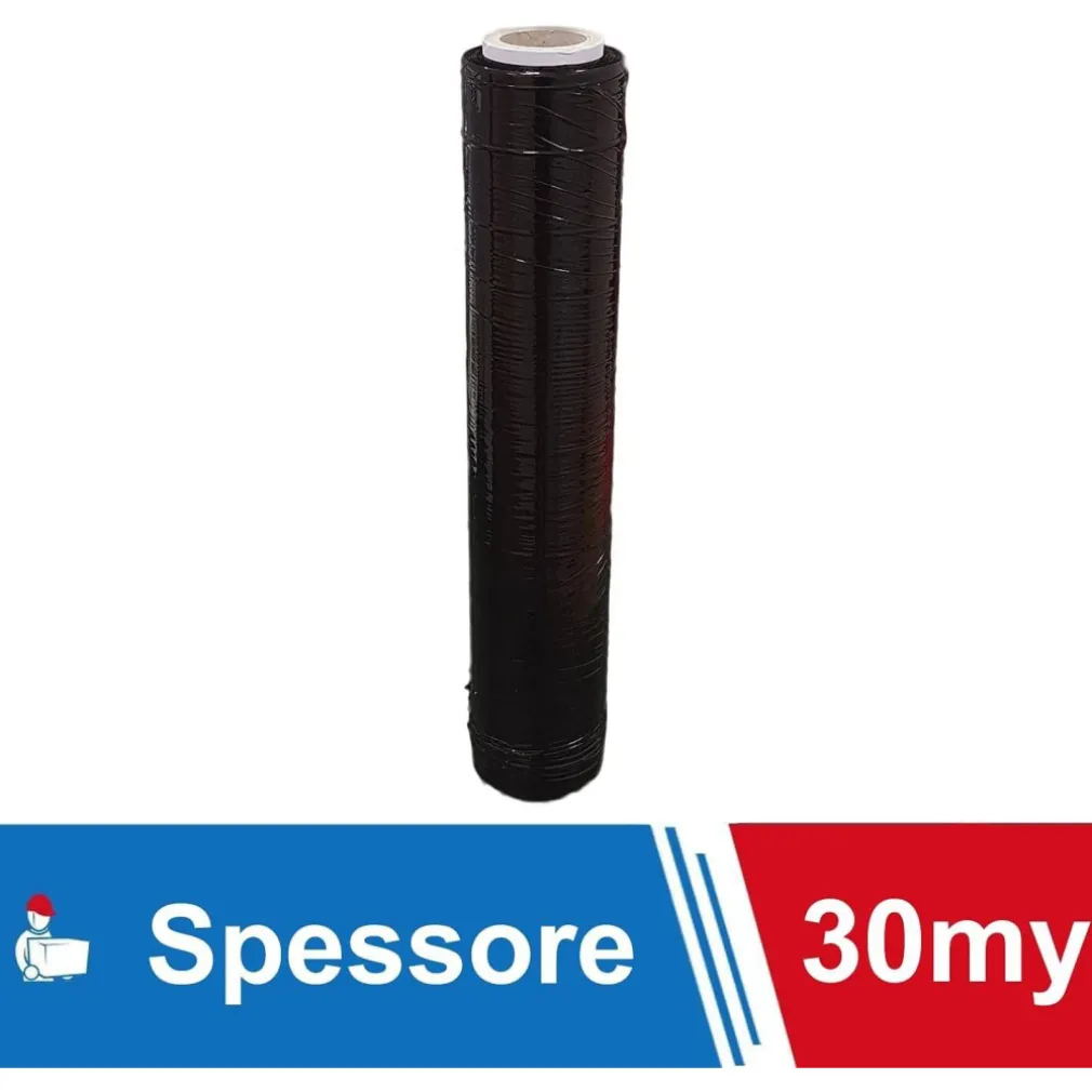 FILM ESTENSIBILE PELLICOLA NERA ROTOLO MANUALE PER IMBALLAGGI 160MX23MYX50CM