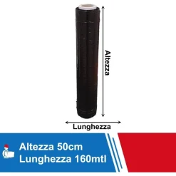 FILM ESTENSIBILE PELLICOLA NERA ROTOLO MANUALE PER IMBALLAGGI 160MX23MYX50CM