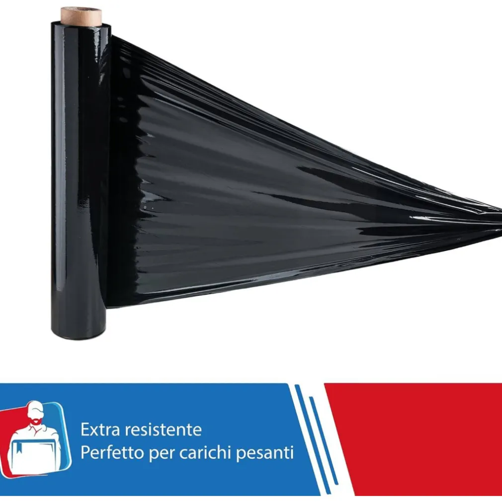 FILM ESTENSIBILE PELLICOLA NERA ROTOLO MANUALE PER IMBALLAGGI 160MX23MYX50CM