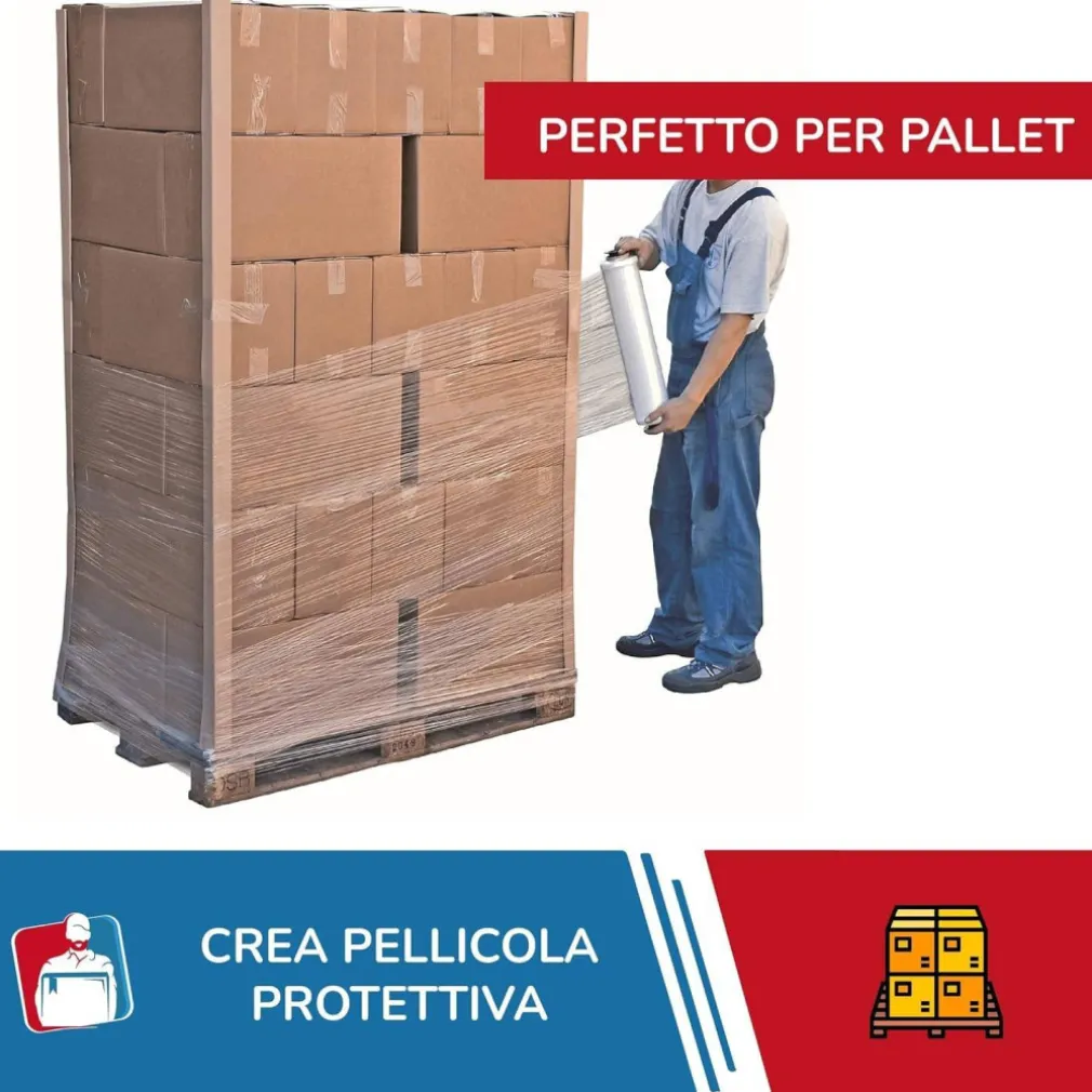 FILM ESTENSIBILE PELLICOLA TRASPARENTE ROTOLO MANUALE PER IMBALLO 160MX23MYX50CM