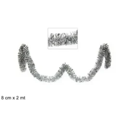 FILO ADDOBBO GHIRLANDA ALBERO DI NATALE 8 CM X 2 MT SILVER ARGENTO DECORAZIONE