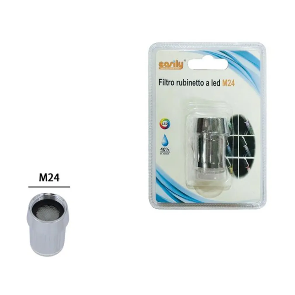 FILTRO RUBINETTO A LED RGB COLORATO M24 AERATORE RISPARMIO ACQUA CUCINA BAGNO 79909