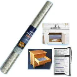 FOGLIO ALLUMINIO MULTIFUNZIONE CUCINA TAPPETO PROTEZIONE MENSOLE 60X200CM