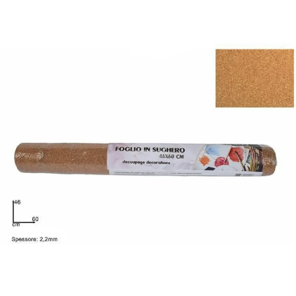 FOGLIO DI SUGHERO PER LAVORETTI DECOUPAGE DECORAZIONE CASA BRICOLAGE 46 X 60 CM
