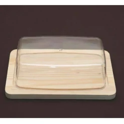 FORMAGGIERA PORTA FORMAGGIO RETTANGOLARE BASE IN LEGNO E CUPOLA COPERTURA