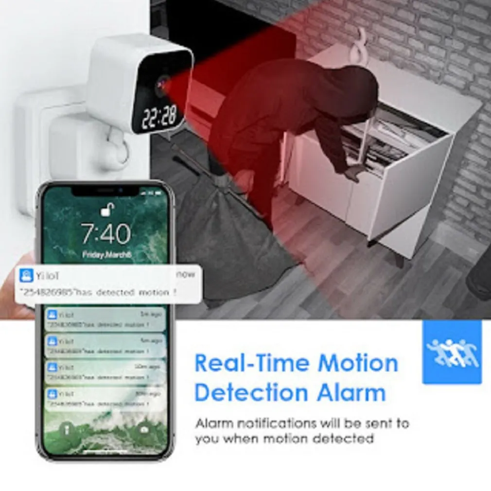 FOTOCAMERA HD 1080P WIFI SICUREZZA IP HOME CAM VISIONE NOTTURNA OROLOGIO Q-SX909