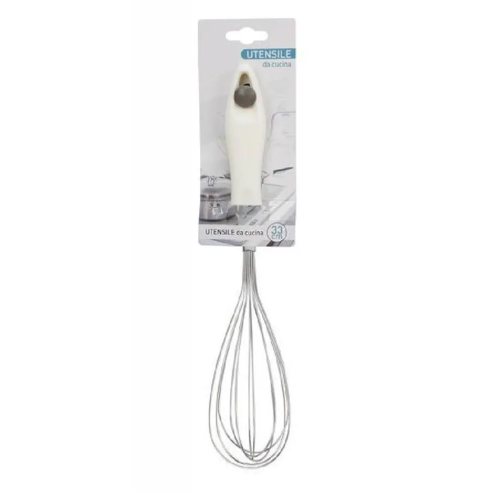 FRUSTA 33 CM CON MANICO IN PLASTICA BIANCA UTENSILE DA CUCINA PASTICCERIA 66157