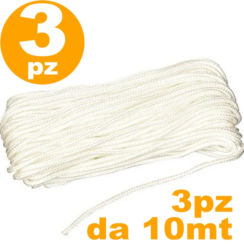 FUNE NYLON MULTIUSO INTRECCIATA NAUTICA DIAMETRO 4 MM 30 MT SELF-SERVICE CORDA CAVO INTRECCIATA