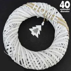 FUORIPORTA NATALIZIO IN LEGNO SHABBY CHIC DIAMETRO 40CM DECORAZIONE PORTE BIANCO