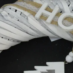 FUORIPORTA NATALIZIO IN LEGNO SHABBY CHIC DIAMETRO 40CM DECORAZIONE PORTE BIANCO