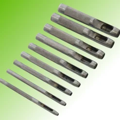 FUSTELLE IN ACCIAIO SET 9 PZ PER CUOIO LAMIERE STOFFA PLASTICA LEGNO PUNZONI