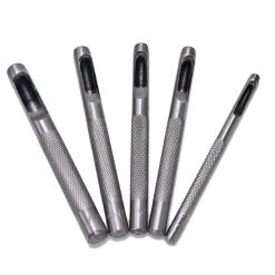 FUSTELLE IN ACCIAIO SET 5 PZ PER CUOIO LAMIERE STOFFA PLASTICA LEGNO PUNZONI