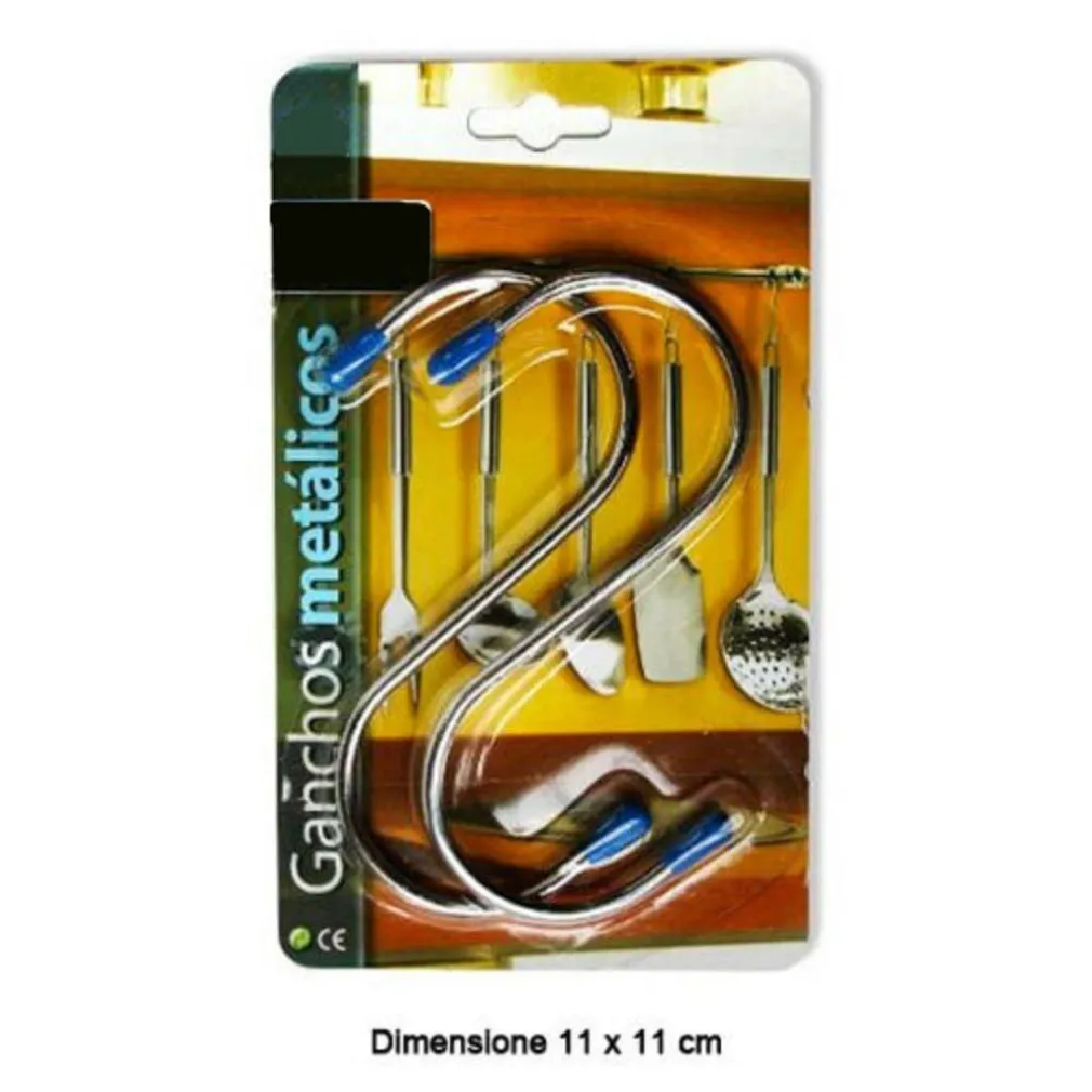 GANCI GANCIO A FORMA DI S IN ACCIAIO SET DA 2 PEZZI 11 X 11 CM APPENDINO