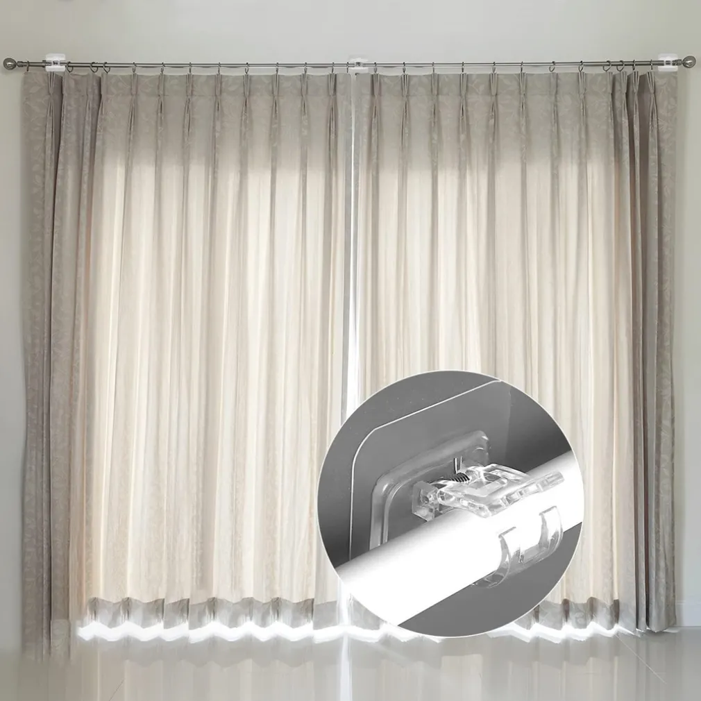 GANCI TRASPARENTI 2PZ SENZA FORARE PVC AUTOADESIVE PER TENDE PORTASCIUGAMANI SOSPESI