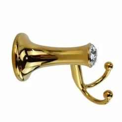 GANCIO ACCAPPATOI ASCIUGAMANI MURO ORO APPENDINO 2 POSTI CRISTALLO ACRILICO 59423