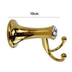 GANCIO ACCAPPATOI ASCIUGAMANI MURO ORO APPENDINO 2 POSTI CRISTALLO ACRILICO 59423