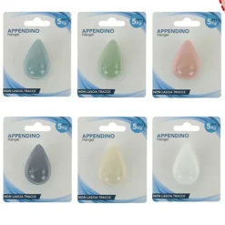 GANCIO APPENDINO ADESIVO APPENDIABITI PARETE CASA CUCINA BAGNO FORMA GOCCIA COLORATA 10809