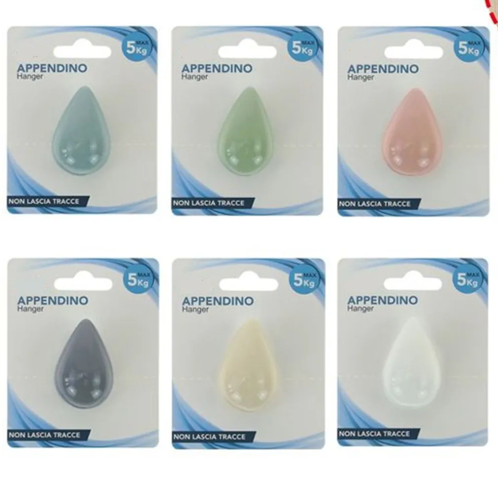 GANCIO APPENDINO ADESIVO APPENDIABITI PARETE CASA CUCINA BAGNO FORMA GOCCIA COLORATA 10809