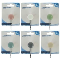 GANCIO APPENDINO ADESIVO APPENDIABITI DA PARETE PER CASA CUCINA BAGNO COLORATO 10801
