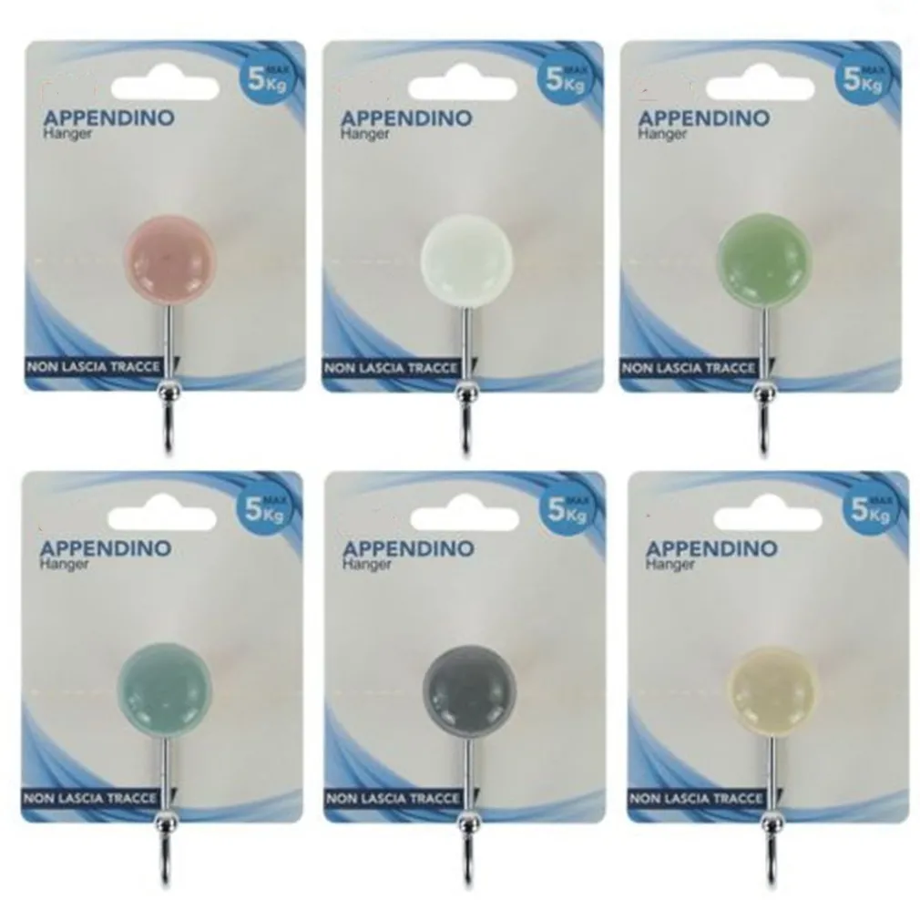 GANCIO APPENDINO ADESIVO APPENDIABITI DA PARETE PER CASA CUCINA BAGNO COLORATO 10801