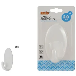 GANCIO APPENDINO ADESIVO DA PARETE CASA CUCINA BAGNO ATTACCAPANNI OVALE 59675