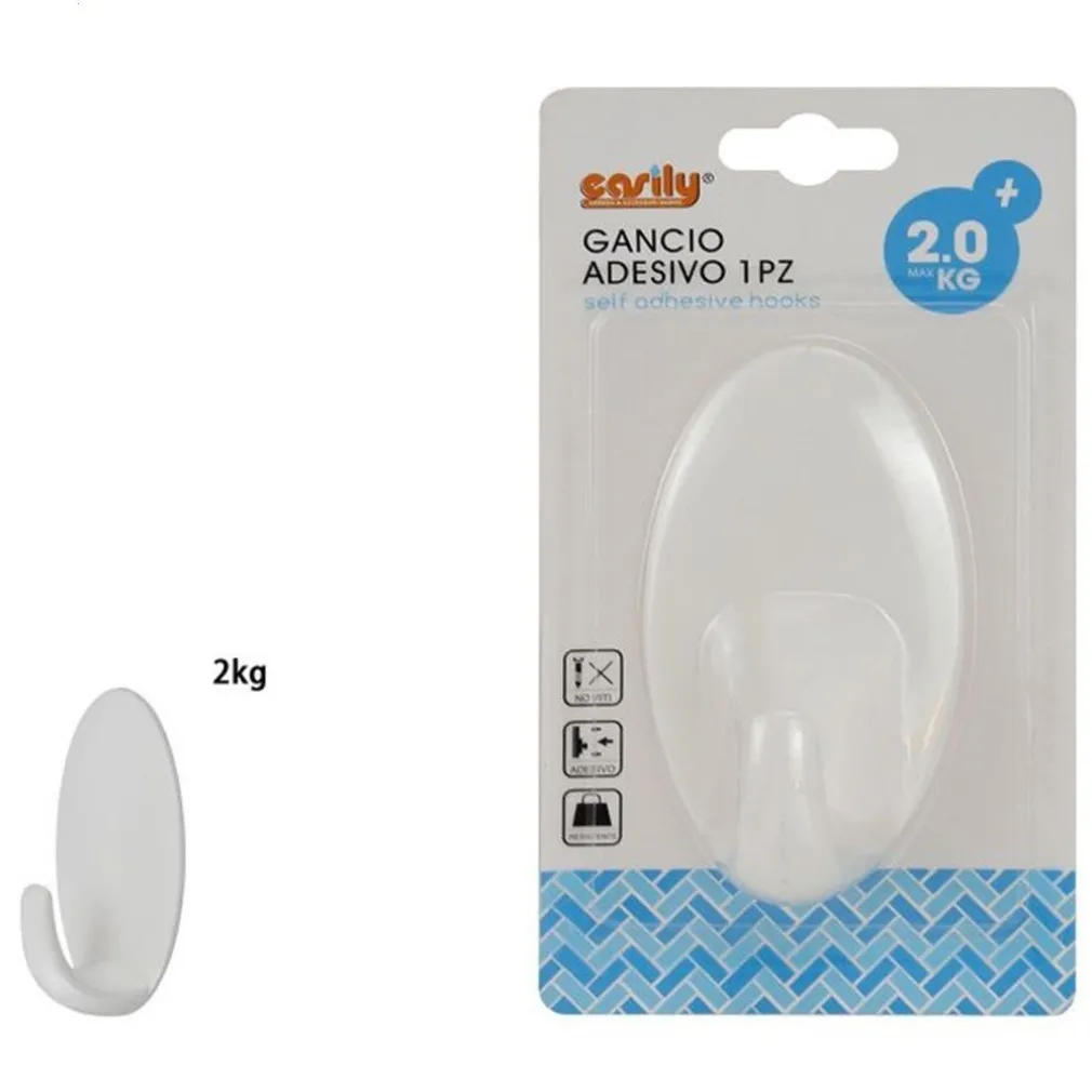 GANCIO APPENDINO ADESIVO DA PARETE CASA CUCINA BAGNO ATTACCAPANNI OVALE 59675