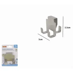 GANCIO BIFACCIALE PER PORTA BOX DOCCIA CON 3 GANCI ACCAPPATOIO TELO BAGNO 87767