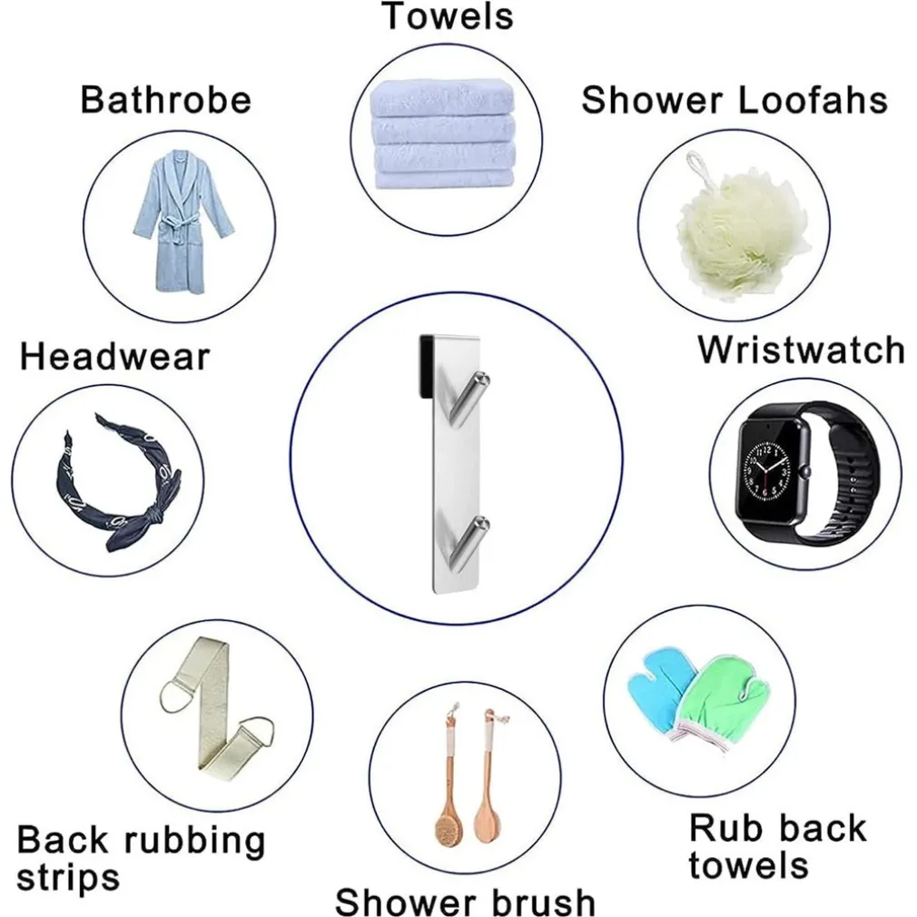 GANCIO DOPPIO PER PORTA BOX DOCCIA PER APPENDERE ASCIUGAMANI BAGNO 4X18 CM 87766