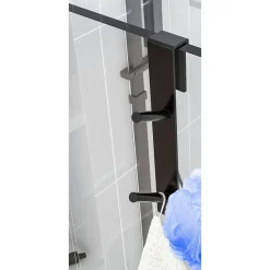 GANCIO DOPPIO PER PORTA BOX DOCCIA APPENDERE ASCIUGAMANI BAGNO 4X18CM NERO 87771