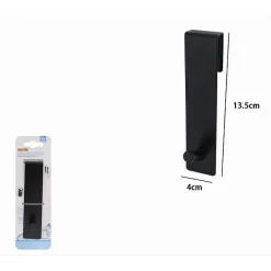 GANCIO PER BOX DOCCIA APPENDI ASCIUGAMANO ACCAPPATOIO BAGNO 4X13.5 CM NERO 87769