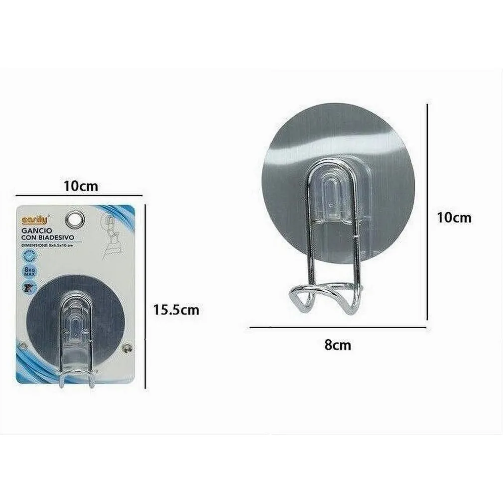 GANCIO PORTA ASCIUGAMANI MONTAGGIO A PARETE BAGNO CON BIADESIVO 8X4.5X10CM 79834