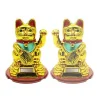 GATTO DELLA FORTUNA GIAPPONESE ORO MANEKI NEKO BRACCIO MOBILE SOLARE CINESE