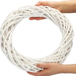 GHIRLANDA DIETROPORTA IN LEGNO BIANCO INTRECCIATO 30 CM DECORAZIONI PORTA NATALE