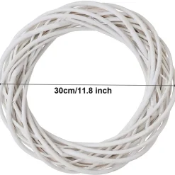 GHIRLANDA DIETROPORTA IN LEGNO BIANCO INTRECCIATO 30 CM DECORAZIONI PORTA NATALE