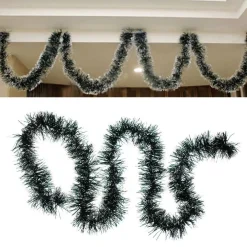 GHIRLANDA NATALIZIA 2 MT FILO VERDE E BIANCO DECORAZIONI ADDOBBI DI NATALE