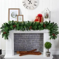 GHIRLANDA NATALIZIA ALBERO DI NATALE CON PIGNE DECORAZIONI NATALIZIE 270CM