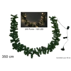 GHIRLANDA NATALIZIA 250CM 200 PUNTE 100 LUCI LED BIANCO CALDO DECORAZIONI NATALE