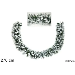 GHIRLANDA NATALIZIA INNEVATA ALBERO NATALE DECORAZIONI NATALIZIE 270CM 200 PUNTE