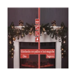 GHIRLANDA NATALIZIA PER CASA CAMINO ALBERO NATALE 20 LUCI E 16 SFERE VARI COLORI