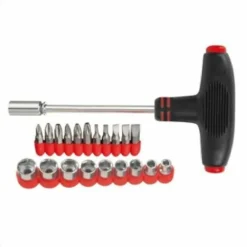 GIRAVITE CACCIAVITE A T MULTIFUNZIONE CON 9 CHIAVI A BUSSOLA E 11 PUNTE