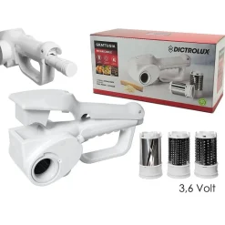 GRATTUGIA ELETTRICA DA TAVOLA 3,6V 3 TRAFILE RULLO ESTRAIBILE IN ACCIAIO RICARICABILE