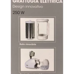 GRATTUGIA ELETTRICA PROFESSIONALE 250W PER FORMAGGIO CON CONTENITORE E RULLO