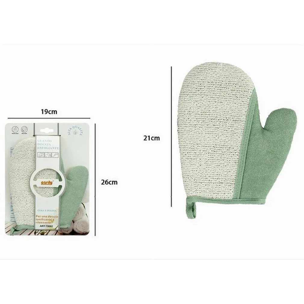 GUANTO DOCCIA BAGNO ESFOLIANTE PER LA CURA PULIZIA PELLE CORPO 21CM VERDE 79662