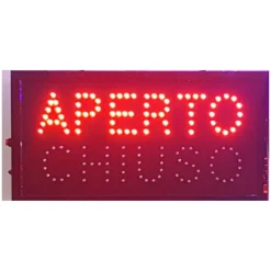 INSEGNA A LED LUMINOSA DINAMICA CON TASTO SELETTORE APERTO O CHIUSO 50X25 CM