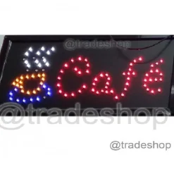 INSEGNA LED LUMINOSA DINAMICA CON SCRITTA "CAFE' " E TAZZA FUMANTE